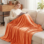 Exclusivo Mezcla Soft Large Fleece Throw Blanket for Couch, Burnt Orange