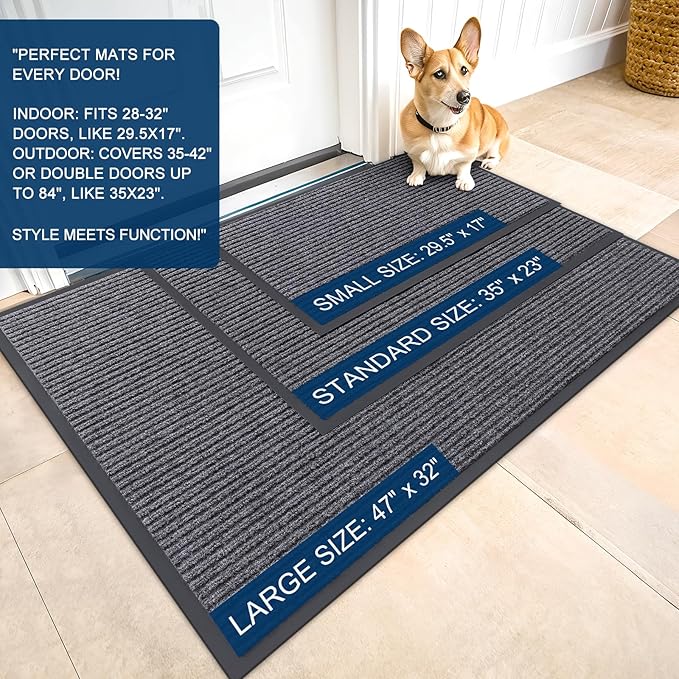 OLANLY 2-Pack Front Door Mats 59x23, Waterproof Heavy-Duty Doormats