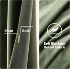 MIULEE Velvet Curtains Olive Green Elegant Grommet Curtains Thermal Insulated Soundproof Room Darkening Curtains/Drapes for Classical Living Room Bedroom Decor 52 x 105 Inch Set of 2