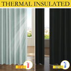 NICETOWN 100% Absolutely Blackout Linen Curtains with Thermal Insulated White Liner, Seafoam Green, 52" Wide, 120" Length Energy Saving Curtains for Living Room 2 Panels Set, Vertical Blinds