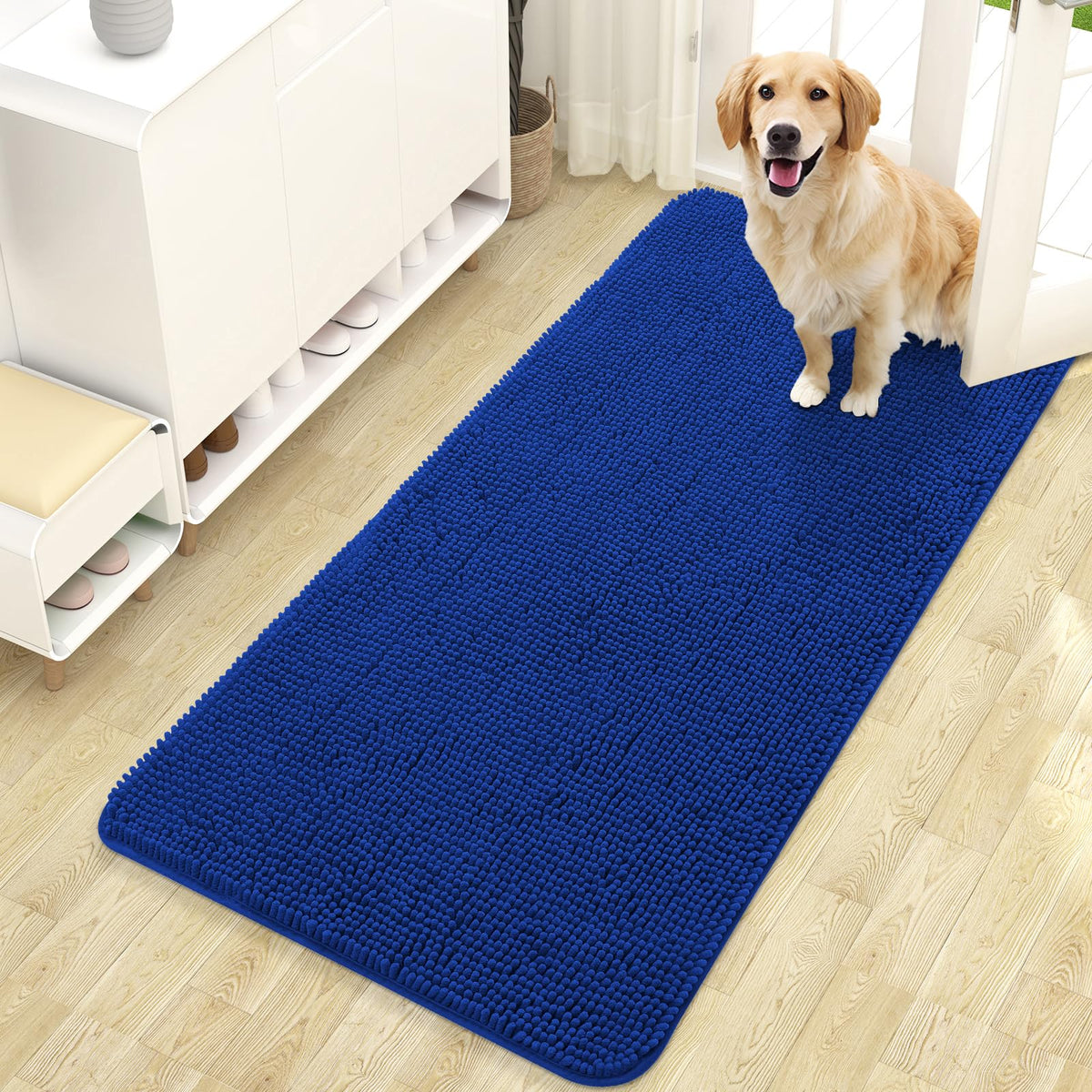 OLANLY Dog Door Mat for Muddy Paws 47x24, Super Absorbent Chenille Mud Mat