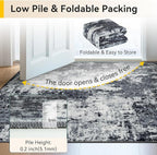 Washable Area Rugs 4'x6' Non-Slip Modern Abstract Soft for Living Room Entryway Bedroom Nursery, Print Pattern, Black Navy Blue Gray