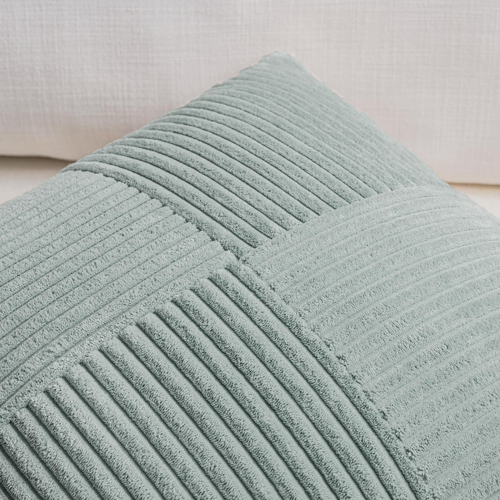 Fancy Homi 2 Packs Grey Blue Decorative Throw Pillow Covers 18x18 Inch for Couch Bed Sofa, Rustic Boho Farmhouse Home Decor, Soft Corss Corduroy Patchwork Textured Square Cushion Case 45x45 cm