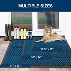 Smiry Front Door Mat Outside Entrance, Heavy Duty Sturdy Natural Rubber Doormat, Trap Dirt and Moisture, Easy Clean Low Profile Mats for Indoor Outdoor Entry, Irregular Triangle (47x32, Mixed Blue)
