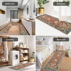 HEBE Boho Kitchen Rug Sets 3 Piece with Runner Non Slip Kitchen Rugs and Mats Washable Kitchen Mats for Floor Thick Kitchen Floor Mat Carpet Runner Rugs for Hallway Laundry Holiday Decor