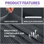 ZNSAYOTX Super Stretch Couch Cover (72"-92"), New Striped Sofa Covers Fitted Slipcovers with Elastic Bottom, Dog Cat Pets Proof Spandex Fabric Comfortable & Durable (Dark Grey, Sofa)