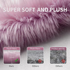 Faux Fur Rug for Bedroom, Fluffy Runner Rugs Soft Sheepskin Rug Sofa Couch Seat Cushion, 2x6ft Light Purple Plush Area Rug Shag Rugs Floor Carpets for Nursery Bedside, Shaggy Fuzzy Home Decor