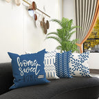 YCOLL Pillow Covers 16x16 Set of 4, Modern Sofa Throw Pillow Cover, Decorative Outdoor Linen Fabric Pillow Case for Couch Bed Car，Light Blue