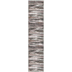 Lansny Modern Abstract Runner Rug 2.6x12, Dark Light Brown White Washable Long Kitchen Runner Non-Slip Soft Hallway Rug Runner Thin Print Faux Wool Carpet for Entryway Bedroom Laundry Room Indoor