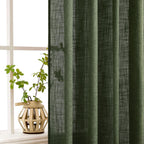 MIULEE Olive Green Linen Curtains 42x84 Inch Length 2 Panels for Bedroom