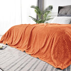 BEDELITE Ribbed Jacquard Burt Orange King Size Blanket for Bed, 108x90 Inch