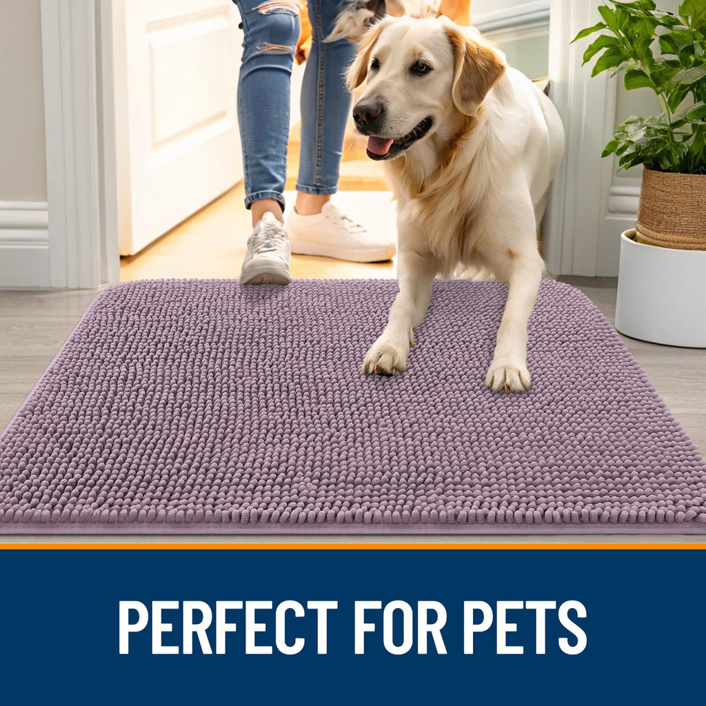 OLANLY Dog Door Mat for Muddy Paws 34x21, Super Absorbent Chenille Mud Mat