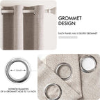 MIULEE Blackout Curtains for Bedroom Linen Texture Solid Thermal Insulated Natural Khaki Grommet Room Darkening Curtains & Drapes Luxury Decor for Living Room Nursery 52x45 Inch (2 Panels)