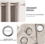 MIULEE 100% Blackout Linen Curtains for Bedroom 52x84 Inches Natural Khaki
