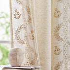 jinchan Floral Linen Curtains 84 Inch Farmhouse Back Tab 2 Panels