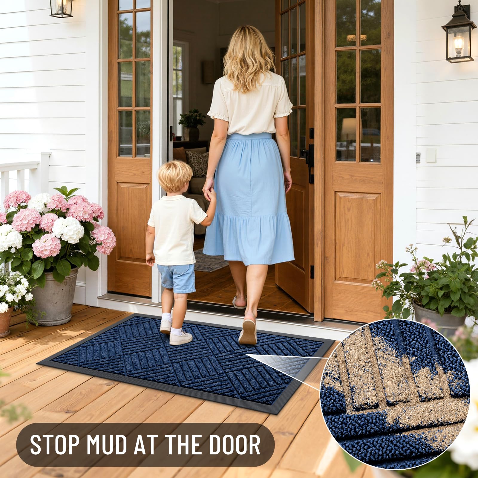 OLANLY Front Door Mat Outside Entrance 71x47, Waterproof Heavy-Duty Doormat