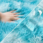 Tie-Dyed Sky Blue 2x6 Machine Washable Runner Rugs for Hallway Soft Fluffy Shaggy Bedside Rugs for Bedroom Living Room Indoor Floor Carpet for Kids Girls and Boys Nursery Rooms Home Decor Aesthetic