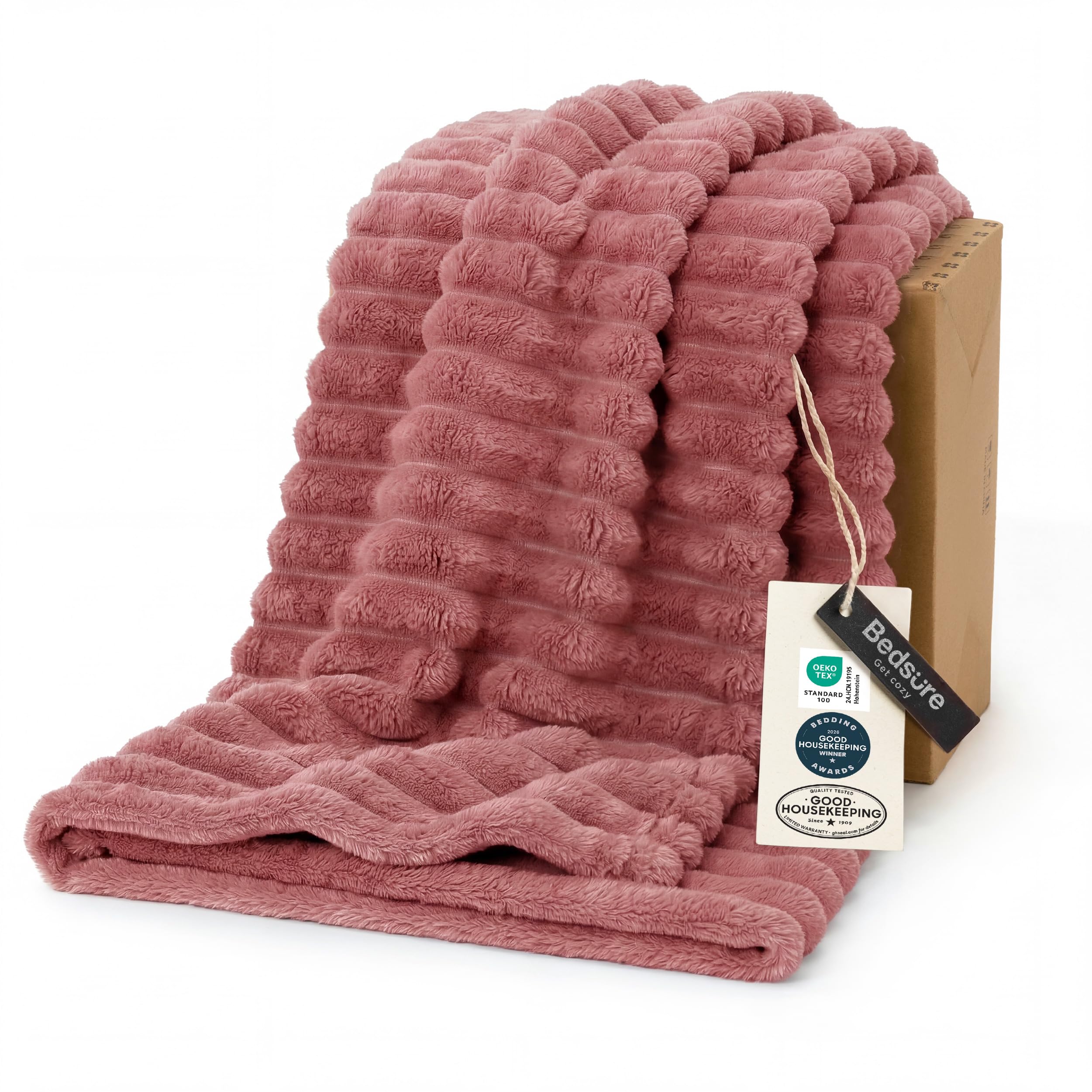 Bedsure Soft Twin Blanket for Bed Decor Gifts Dusty Pink 60"x80"