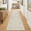 2x6 Hallway Washable Runner Rug - Soft Non Slip Vintage Rugs for Entryway Low-Pile Farmhouse Neutral Kitchen Runners Living Room Floor Mat Stain Resistant Distressed Carpet for Bedroom Bathroom Beige
