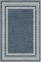 OPPODREAM Border Soft Area Rugs 6x9, Washable Blue Rug with Non Slip Backing, 6 x 9 Faux Cashmere Low-Pile 6x9 Carpet