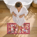 2x4 Entryway Runner Rugs, Non Slip Washable Rugs with Rubber Backing Soft Floral Carpet Runner for Kitchen, Laundry, Bedroom, Bathroom(2 x 4, Red Garden)