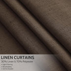Extra Long Curtain Chocolate Morden Linen Blend Light Filtering Back Tab Curtains for Long Winodws 120 Inches Length, Semi Sheer Privacy Drapes for Living Room,52x120 inch, 2 Panels
