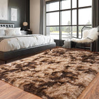 Pionblank Large Area Rug for Living Room 6x9 Feet, Modern Soft Shag Brown Rug, Plush Fuzzy Carpet for Bedroom Girls Boys Room Home Nursery Teens Dorm Decor, Tie-Dyed Coffee