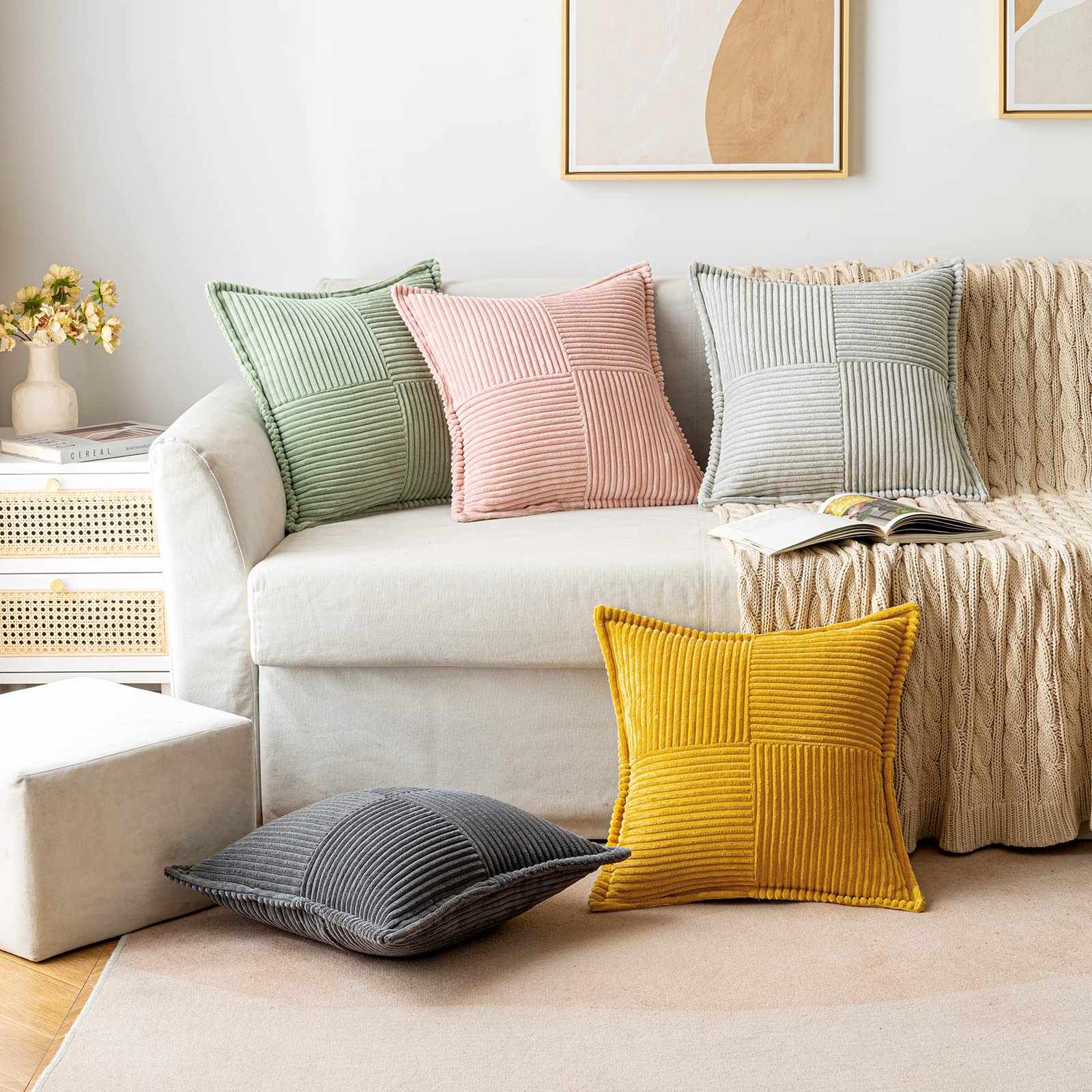 MIULEE Decorative Throw Pillow Covers for Couch 20x20 Inch Mustard Yellow