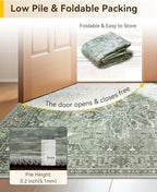 RELEANY Washable Area Rug, Runner 3'x8', Green/Dark Green/Gray