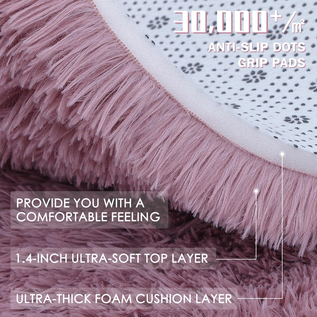 OLANLY 2x5 Machine Washable Runner Rugs for Hallway, Soft Fluffy Shaggy Bedside Rugs for Bedroom, Living Room, Indoor Floor Carpet for Kids Girls and Boys, Nursery Rooms, Home Decor Aesthetic, Blush