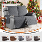 VANSOFY Waterproof Recliner Couch Covers, Sofa Covers 1-Piece Washable Reclining Sofa Cover Non-Slip Furniture Protector with Elastic Straps Pocket for Dogs, Pets(Dark Gray,2 Seater)