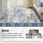 XLUEZ 5x7 Area Rugs for Living Room, Washable Modern Abstract Large Area Rug Neutral Soft Non Slip Kids Rug Stain Resistant Indoor Carpet for Bedroom Nursery Dining Room Playroom(BlueWhite, 5'x7')