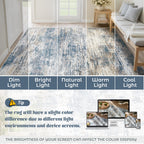 XLUEZ 9x12 Area Rug for Living Room, Washable Modern Abstract Large Area Rug Neutral Soft Non Slip Kids Rug Stain Resistant Indoor Carpet for Bedroom Dining Room Playroom Office(BlueWhite, 9'x12')