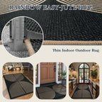 Lahome Modern Rainbow Easy Jute Outdoor Patio Rug, 3x5 Black Office Rug