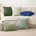 MIULEE Corduroy Decorative Throw Pillow Covers 18x18 Moss Green Pack of 2