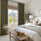 MIULEE 100% Blackout Linen Curtains for Bedroom, Light Olive Green Solid Luxury Decor Thermal Insulation Room Darkening Drapes for Living Room Nursery Back Tab Rod Pocket 42 x 90 Inches, 2 Panels