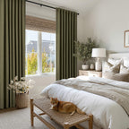 MIULEE 100% Blackout Linen Curtains 42 x 63 Inch Light Olive Green 2 Panels
