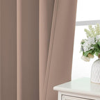 CUCRAF Khaki Blackout Curtains 84 inch Length 2 Panels Set, Rod Pocket Room Darkening Drapes for Bedroom Living Room, Insulated Thermal Light Blocking Window Curtain (W52 x L84 Inch)