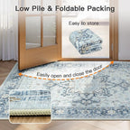Lofus 5x7 Area Rugs for Living Room, Machine Washable Non-Slip Area Rug, Low Pile Large Rugs for Bedroom, Kitchen, Dining Room, Home Office, Vintage Oriental Print Rug, Blue Gold