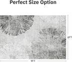 6x9 Area Rugs for Living Room-Machine Washable Rug Ultra Soft Non Slip Area Rug Modern Abstract Dahlia Indoor Carpet Rugs for Bedroom Dining Room Playroom Nursery Bedside Office, Grey
