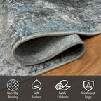 6x9 Area Rugs for Living Room Rug Washable: Abstract Rug for Dining Room Bedroom Carpet Non Slip 6 by 9 Indoor Modern Nursery Home Office Black Gold