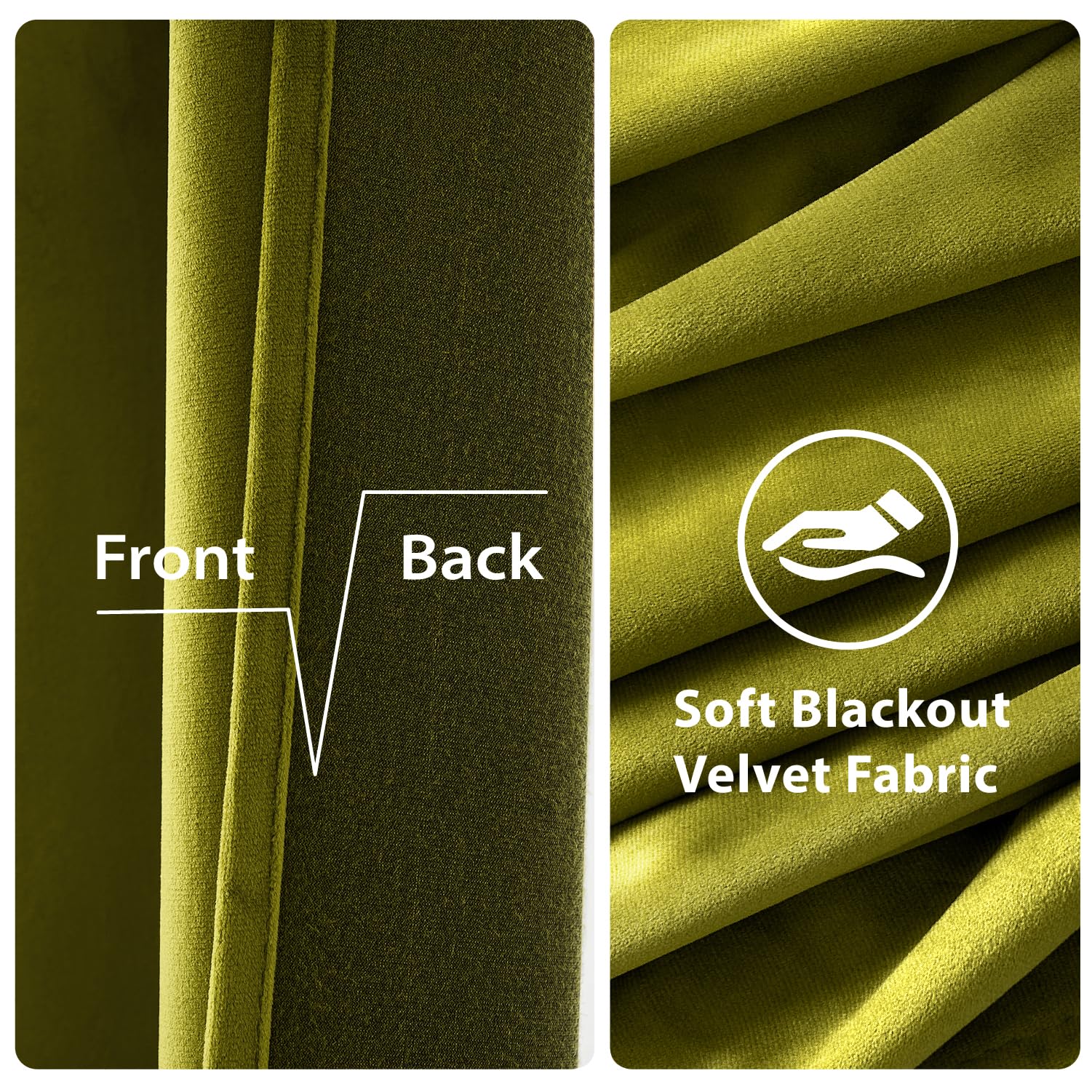 MIULEE Velvet Curtains Light Olive Green 52 x 90 Inch Length Set of 2