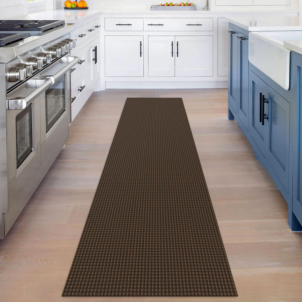 KOZYFLY Runners for Hallways 2x8 ft Washable Kitchen Runner Non Slip Rubber Backed Hall Runners Cotton Entryway Runner Rugs Floor Carpet for Indoor Backdoor Bedroom Kitchen, Reddish Brown/Coffee
