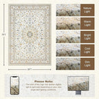 5x7 Area Rugs Living Room Rug: Washable Vintage Boho Rug No Slip Stain Resistant Soft Carpet Indoor Floor Floral Large Carpets for Bedroom Dining Room Farmhouse Nursery Hallway Home Office Beige