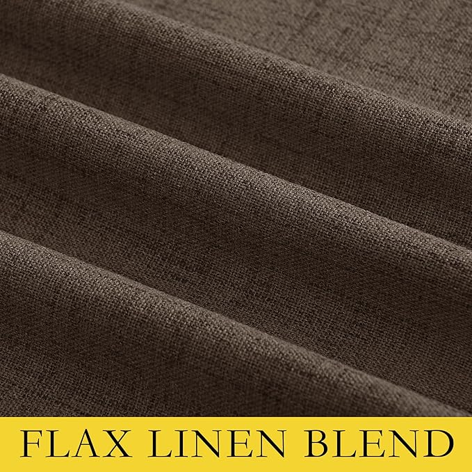 NICETOWN Coffee Vintage Linen 100% Blackout Curtains for Living Room, Thermal Insulated Curtains 45" Long, Noise Reducing Window Treatment Drapes for Hall Room, 52" Wide Per Panel, Set of 2