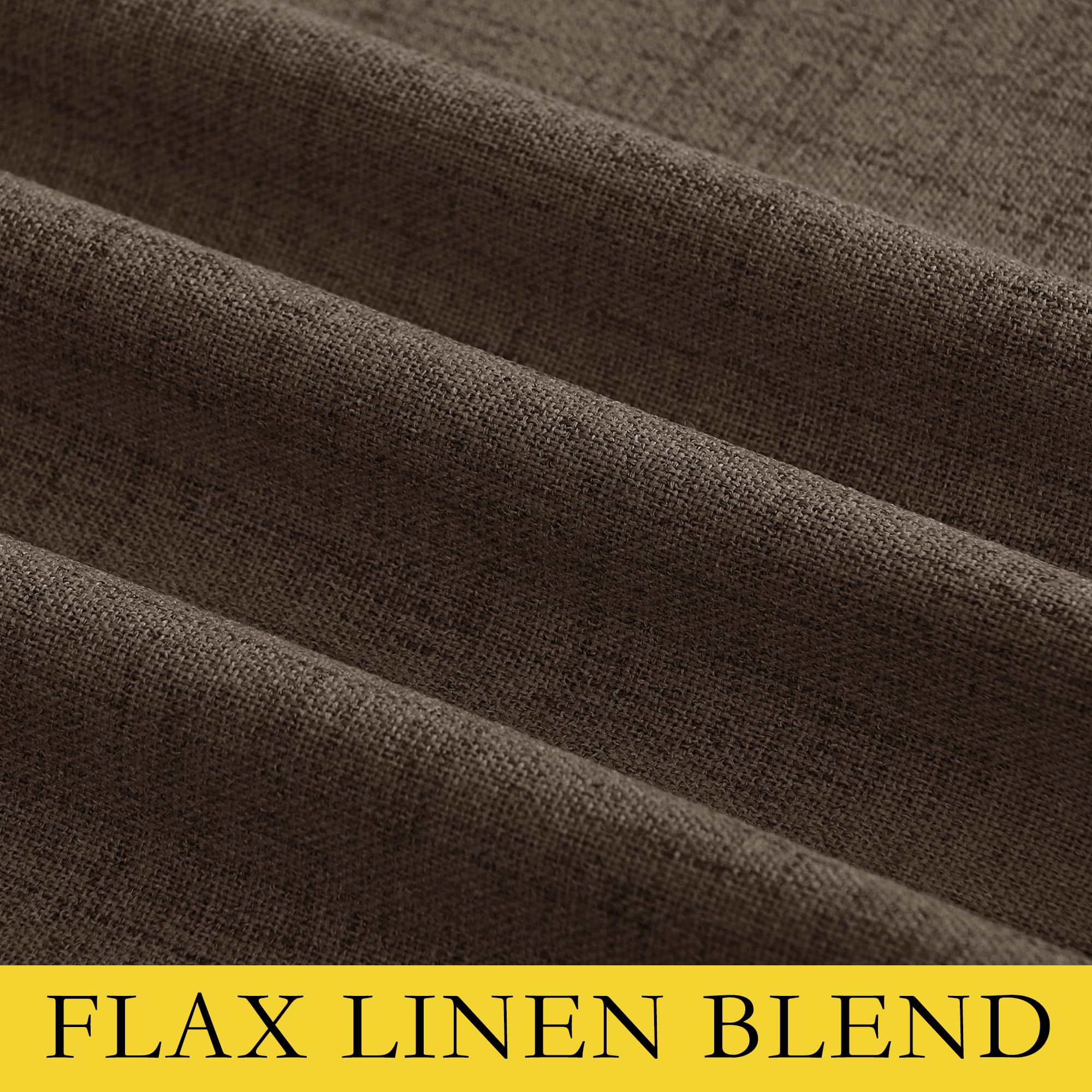 NICETOWN Coffee Vintage Linen 100% Blackout Curtains for Playroom, Thermal Insulated Curtains 72" Long, Noise Reducing Window Treatment Drapes for Laundry Room, 62" Wide Per Panel, Set of 2