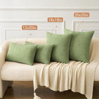 MIULEE Pack of 2 Couch Throw Pillow Covers 24x24 Inch Spring Soft Sage Green Chenille Pillow Covers for Sofa Living Room Solid Dyed Pillow Cases
