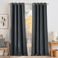 NICETOWN Faux Linen Charcoal Gray Blackout Curtains 84 inches Long for Living Room - Privacy Panels for Bedroom, Modern Farmhouse Style Easy Care Grommet Top, 2 Panels, W52 by L84