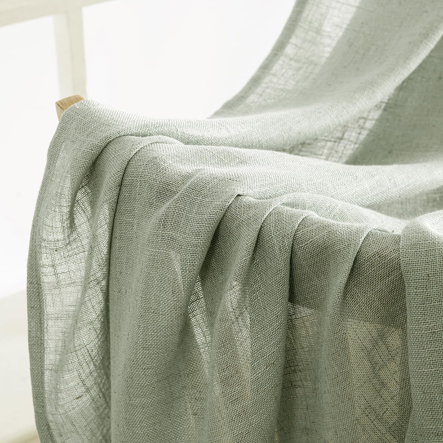 MIULEE Sage Linen Curtains 52x96 Inch Long for Bedroom Living Room Green