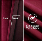 MIULEE Christmas Burgundy Velvet Curtains Solid Soft Red Blackout Curtain Grommet Top Thermal Soundproof Room Darkening Curtains/Drapes/Panels for Living Room Bedroom 52 x 90 Inch 2 Panels